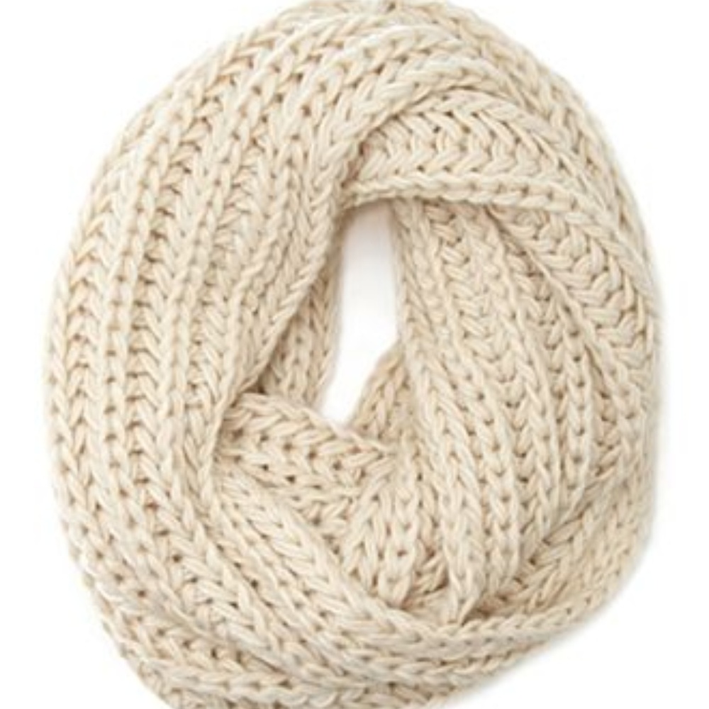White Cream Knit Infinity Scarf